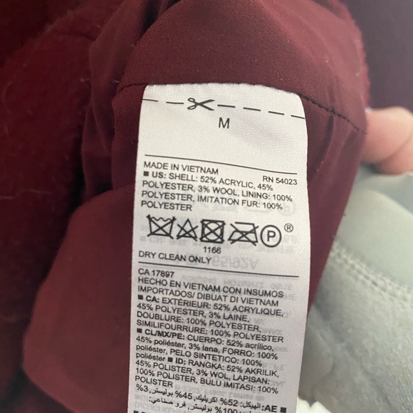 Burgundy mid length stretch fleece moto jacket - Picture 2 of 6